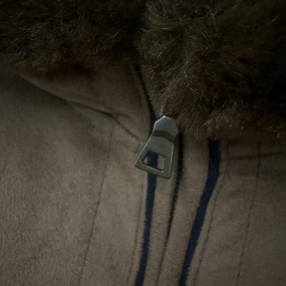 Croft And Barrow Faux Shearling Hooded Coat Women's Small Brown Boho Y2K - Picture 3 of 8